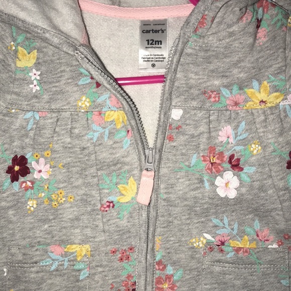 NWOT | Carter’s | 12 M | Flower print, gray jacket - Picture 7 of 7